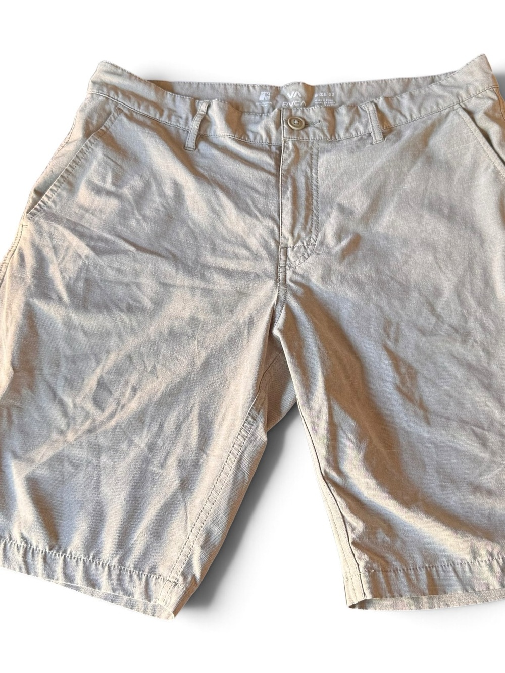 RVCA Men's Light Tan Flat Front Shorts